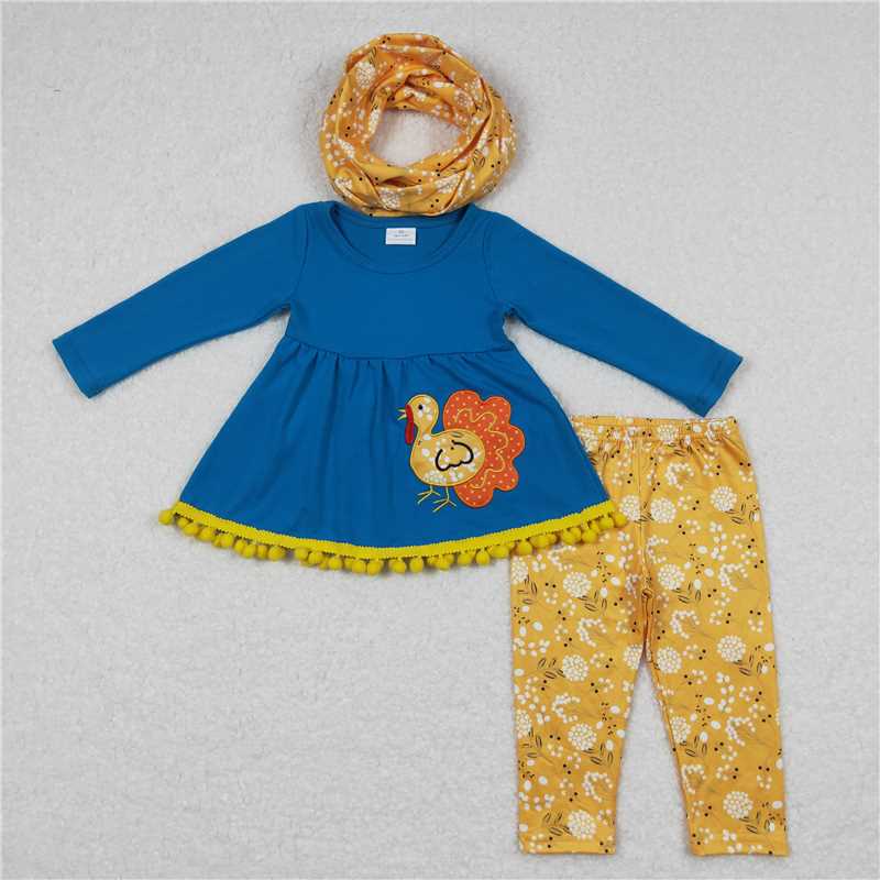 GLP0720Turkey tunic floral leggings girls Thanksgiving clothes