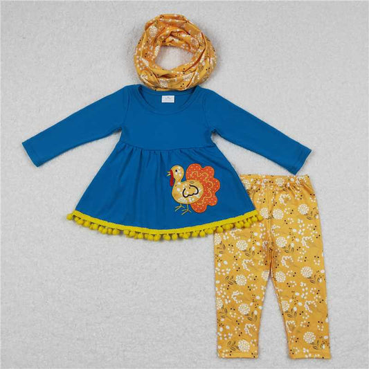 GLP0720Turkey tunic floral leggings girls Thanksgiving clothes