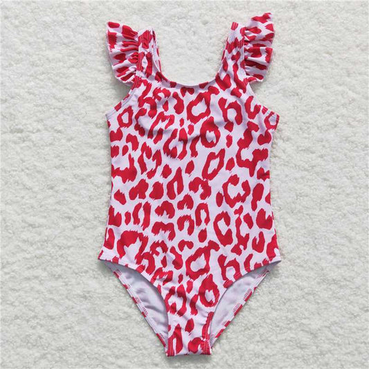S0155  Baby Girls Pink Leopard One Pieces Swimsuits