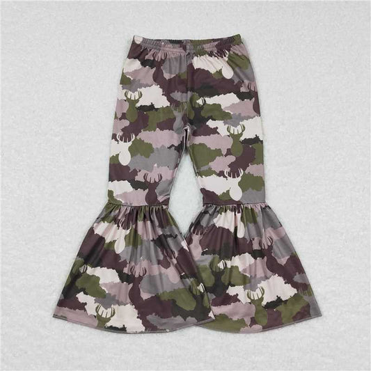 P0310  Baby Girls Camo Deer Hunting Bell Bottom Pants