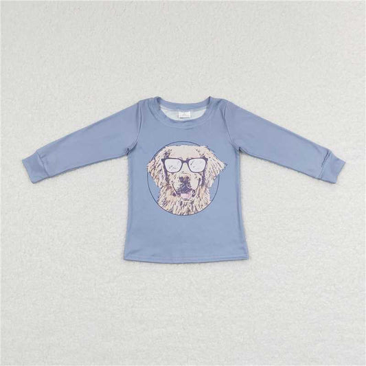 BT0391  Baby Boys Blue Dogs Long Sleeve Tee Shirts