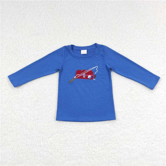 BT0364  Baby Boys Fishing Blue Long Sleeve Shirts Tops