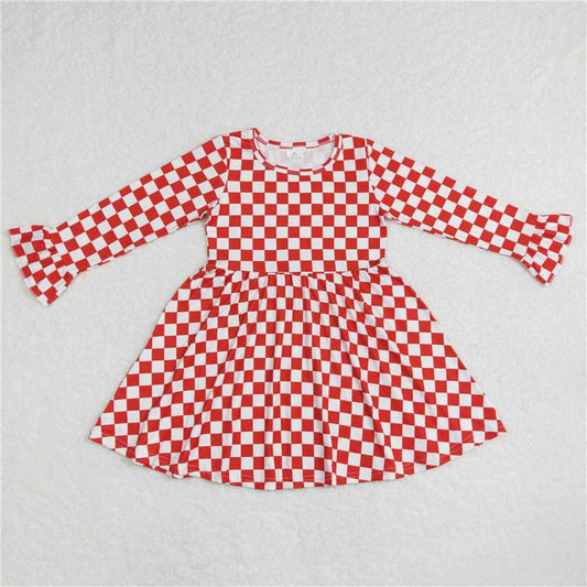 9.27 RTS NO MOQ（In stock）G6-6-1] Baby Girls Winter Dress Red and white plaid long-sleeved skirt