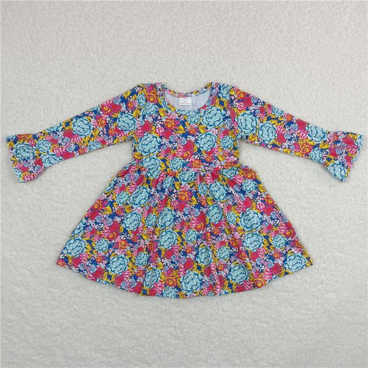 9.18 RTS NO MOQ（In stock）G6-1-5] Baby Girls Winter Dress Colorful floral long-sleeved dress