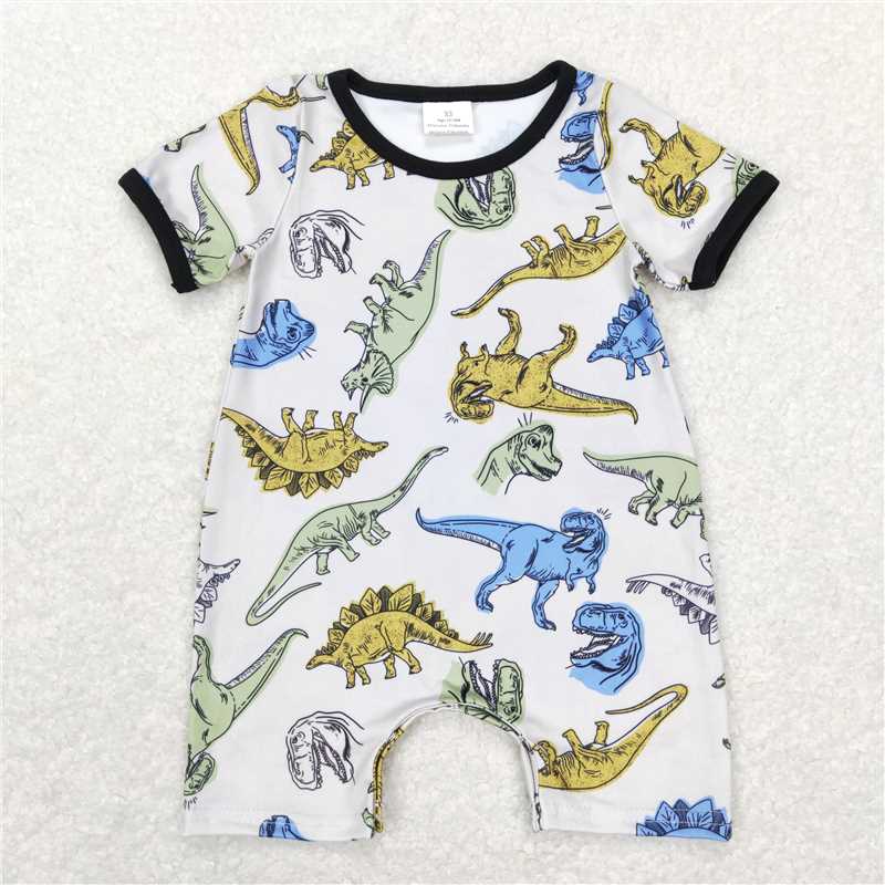SR0707 Baby Infant Boys Dinosaur Short Sleeve Rompers