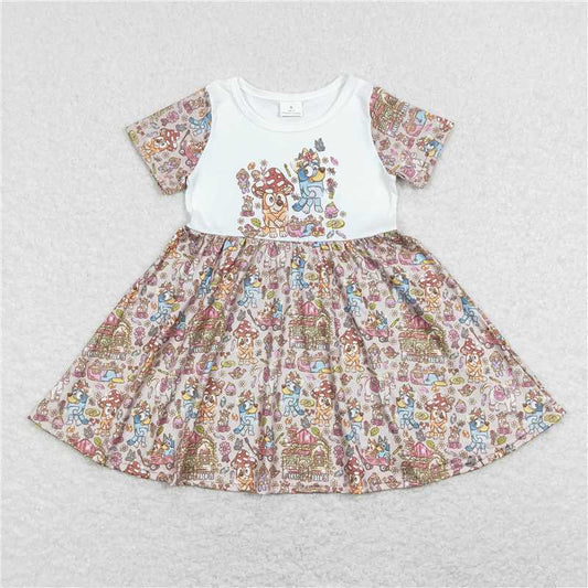 GSD0623 bluey mushroom white short-sleeved dress