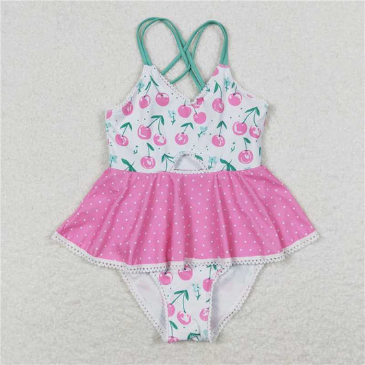 S0251  Baby Girls Summer Ruffle One Piece Sibling Sister Swimsuits