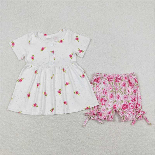 Baby Girls Pink Baseball Straps Tunic Top Ruffle Shorts Outfits Clothes Sets（复制）
