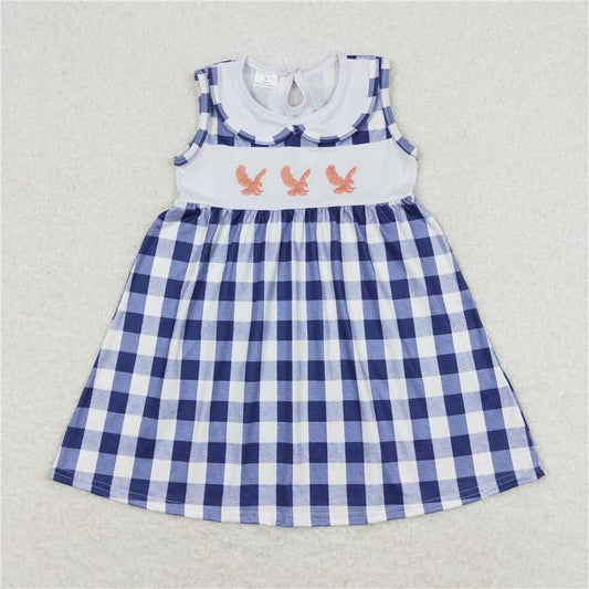 GSD0802  Navy plaid sleeveless eagles baby girls dresses