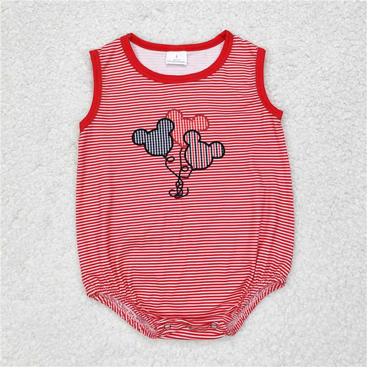 SR1844 Baby Infant Boys Red Stripes Balloons Rompers