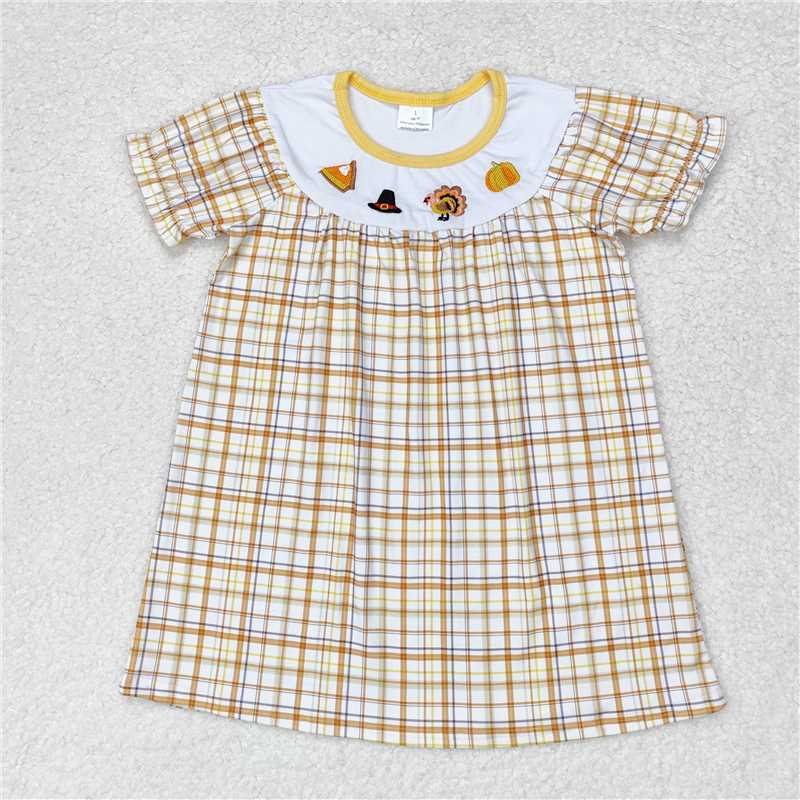 10.22 RTS NO MOQ （In stock）Matching Thanksgiving SD1322 Baby Girls Thanksgiving Turkey Knee Length Dresses