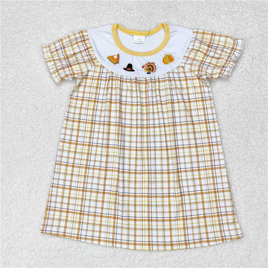 10.22 RTS NO MOQ （In stock）Matching Thanksgiving SD1322 Baby Girls Thanksgiving Turkey Knee Length Dresses