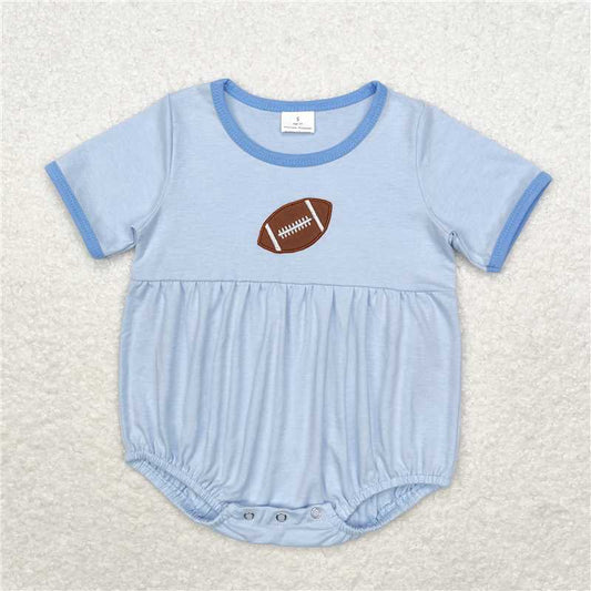 SR1946 Baby Infant Girls Boys Sibling Football Short Sleeve Rompers