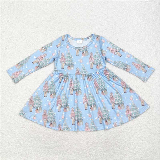11.22 RTS NO MOQ （In stock）GLD0722 Baby Girls Christmas Tree Soldier Knee Length Dresses