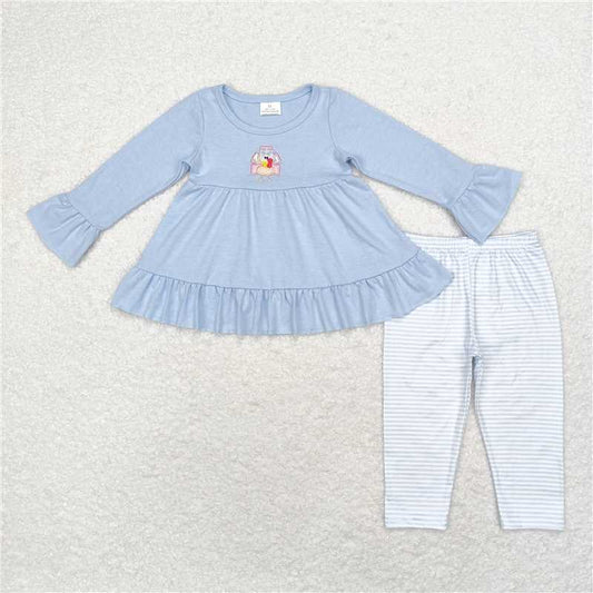 GLP1384Turkey tunic stripe leggings kids girls Thanksgiving clothes