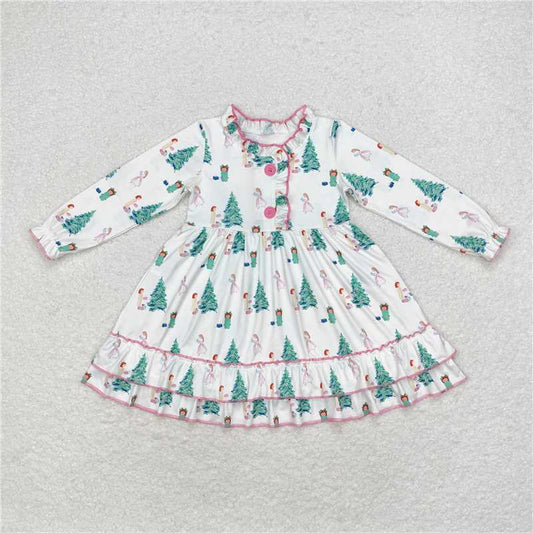 11.22 RTS NO MOQ （In stock）GLD0622 Baby Girls Christmas Tree Gifts Knee Length Gown Dresses