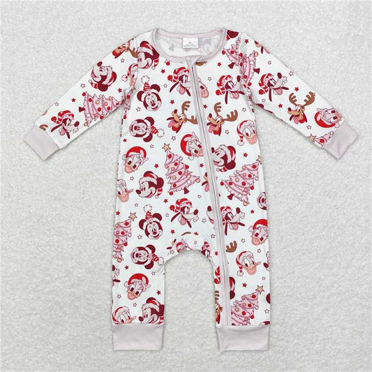 RTS LR1510 Modal Christmas Tree Mickey Mouse Zipper Long Sleeve Bodysuit
