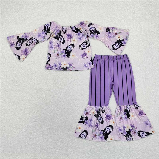GLP1448Long sleeves scream top purple pants girls Halloween clothes