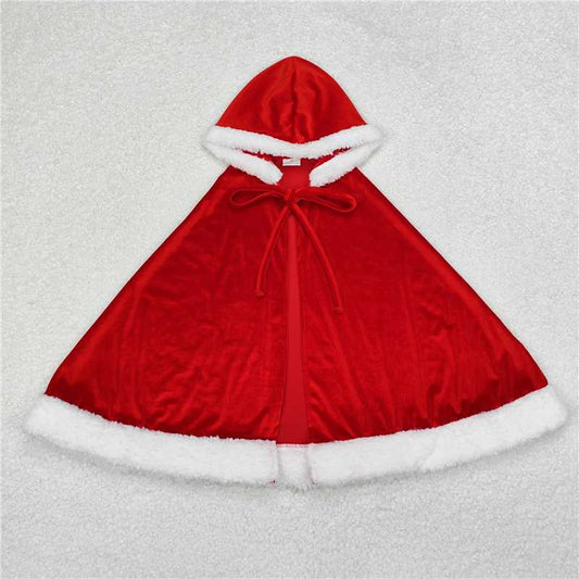 GLD0726  Baby Girls Christmas Red Velvet Hooded Tops Cloak