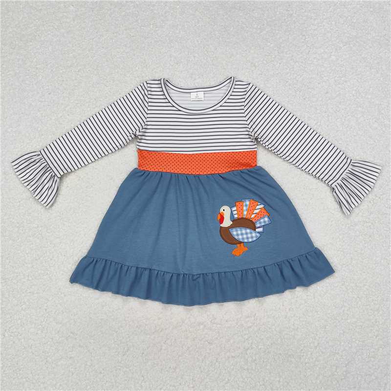 GLD0731  Baby Girls Thanksgiving Turkey Knee Length Dresses