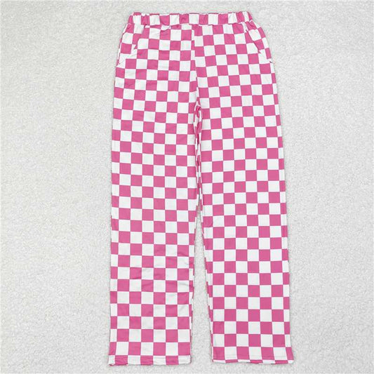 P0648  Adult Women Pink Black Checkered Two Colors Bottom Pants