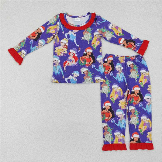 12.6 RTS NO MOQ （In stock）GLP1782 Baby Girls Christmas Princess Shirt Pajamas Clothes Sets