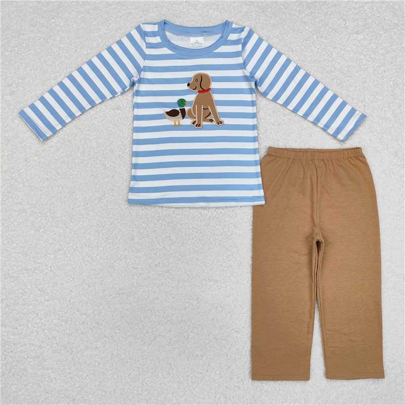 BLP0805Light blue duck dog stripe top pants boys clothes