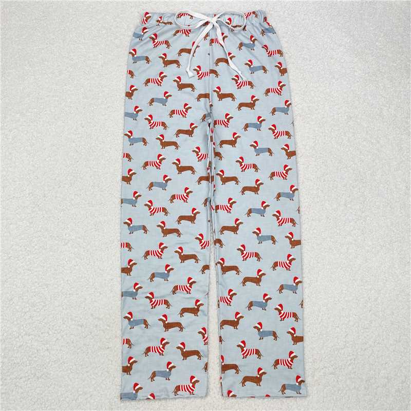 P0686  Adult Men Christmas Blue Dogs Bottom Pants Pajamas