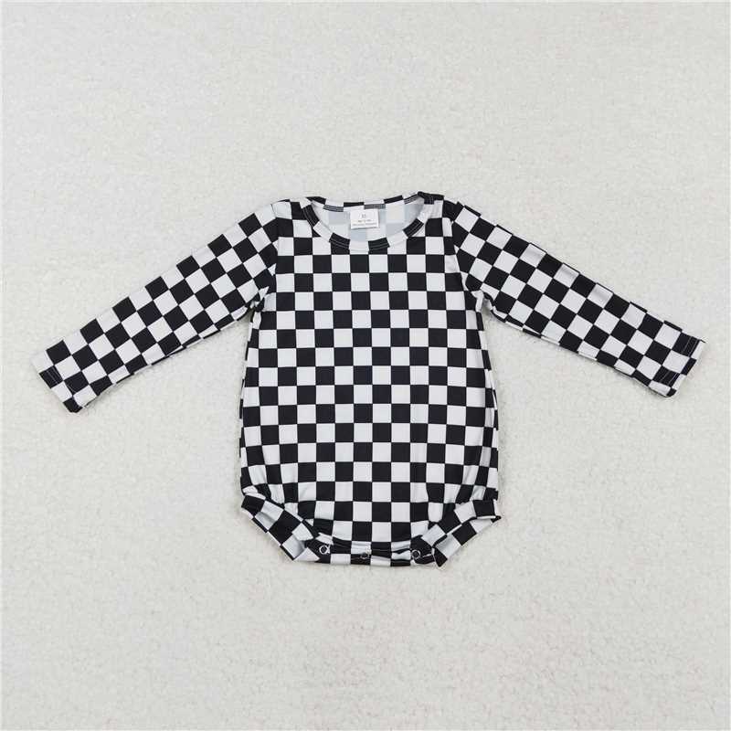 RTS LR2121 Black and white plaid long-sleeved jumpsuit