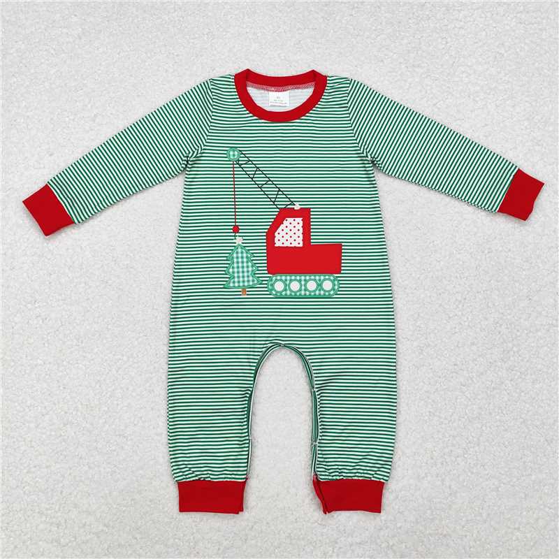RTS LR1402 Christmas tree engineering truck stripe green long-sleeved jumpsuit