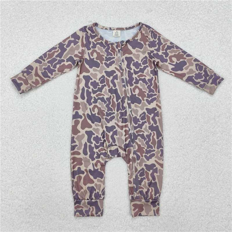 USA Shop (in stock) LR2050 Modal camouflage light brown zipper long sleeve jumpsuit
