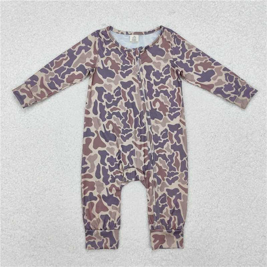 USA Shop (in stock) LR2050 Modal camouflage light brown zipper long sleeve jumpsuit