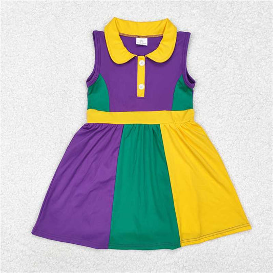 GSD1434  Baby Girls Purple Mardi Gras Active Wear Knee Length Dresses