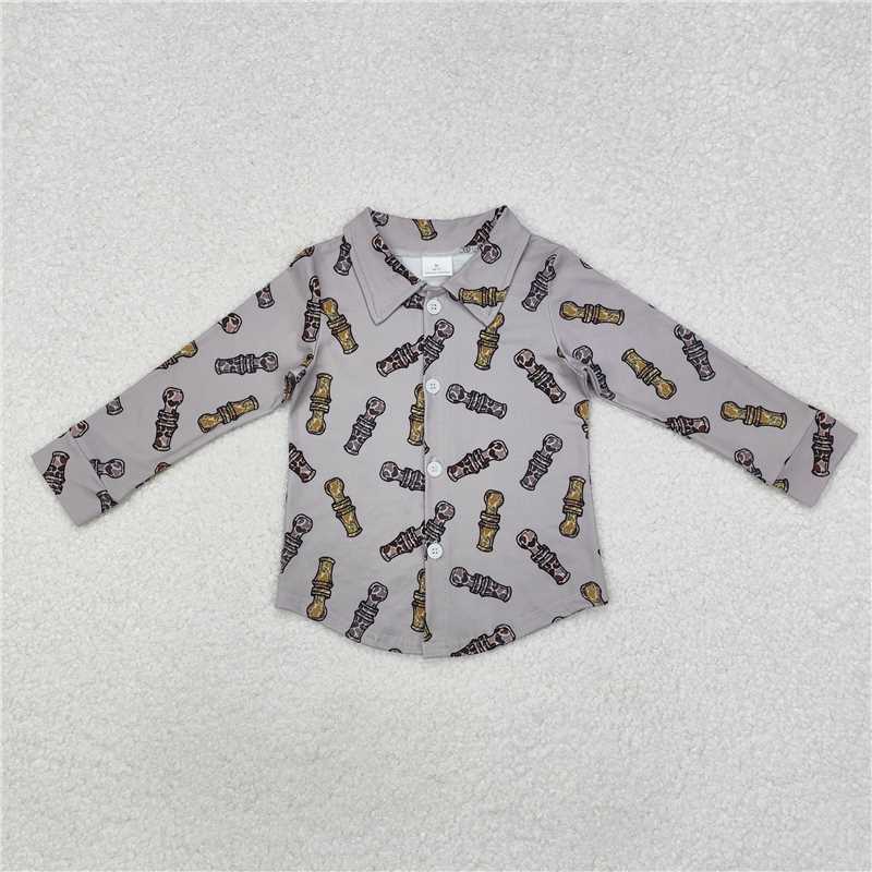 BT0886 Baby Boys Duck Call Buttons Long Sleeve Tee Shirts Tops