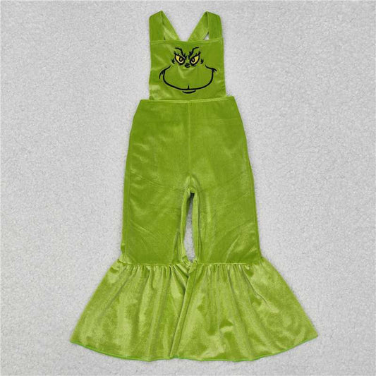 SR2013 Baby Girls Christmas Green Frog Velvet Jumpsuits