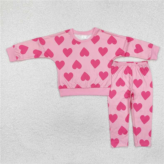 12.13 RTS NO MOQ （In stock）GLP2230 Baby Girls Pink Valentines Hearts Top Legging Clothes Sets