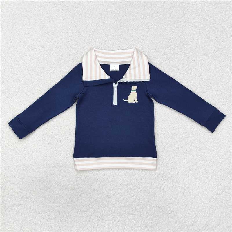 BT0893  Baby Boys Dog Zip Long Sleeve Pullovers Tops