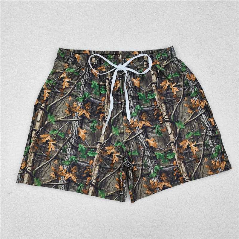 S0472  Camo leaves summer adult men swim trunks