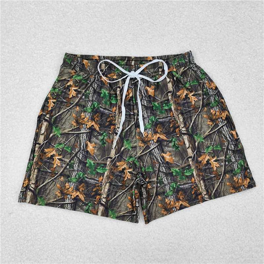 S0472  Camo leaves summer adult men swim trunks