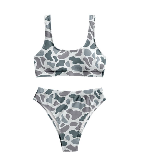 S0459  Grey camo adult women summer swimsuit