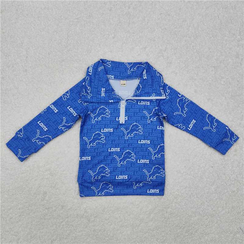 10.14 RTS NO MOQ （In stock）G4-16-2..; Baby Boys Long Sleeve Top Lion Blue Long Sleeve Top