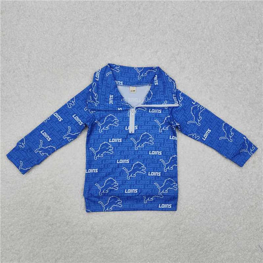 10.14 RTS NO MOQ （In stock）G4-16-2..; Baby Boys Long Sleeve Top Lion Blue Long Sleeve Top