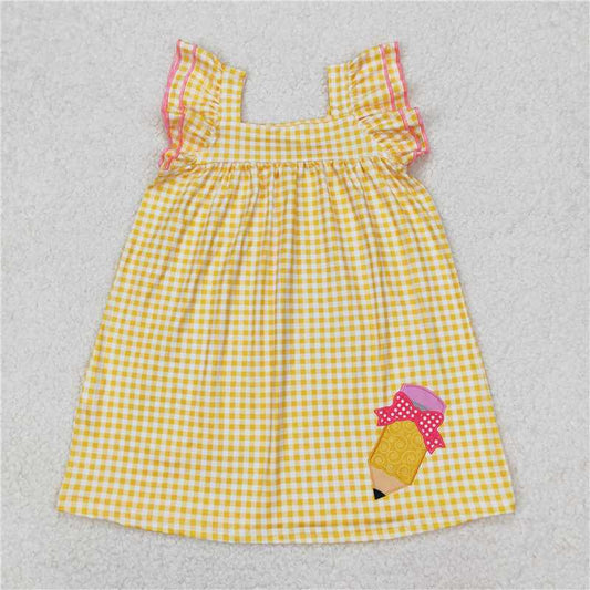 12.27 RTS NO MOQ （In stock）GSD2012 Baby Girls Back To School Pencil Knee Length Dresses