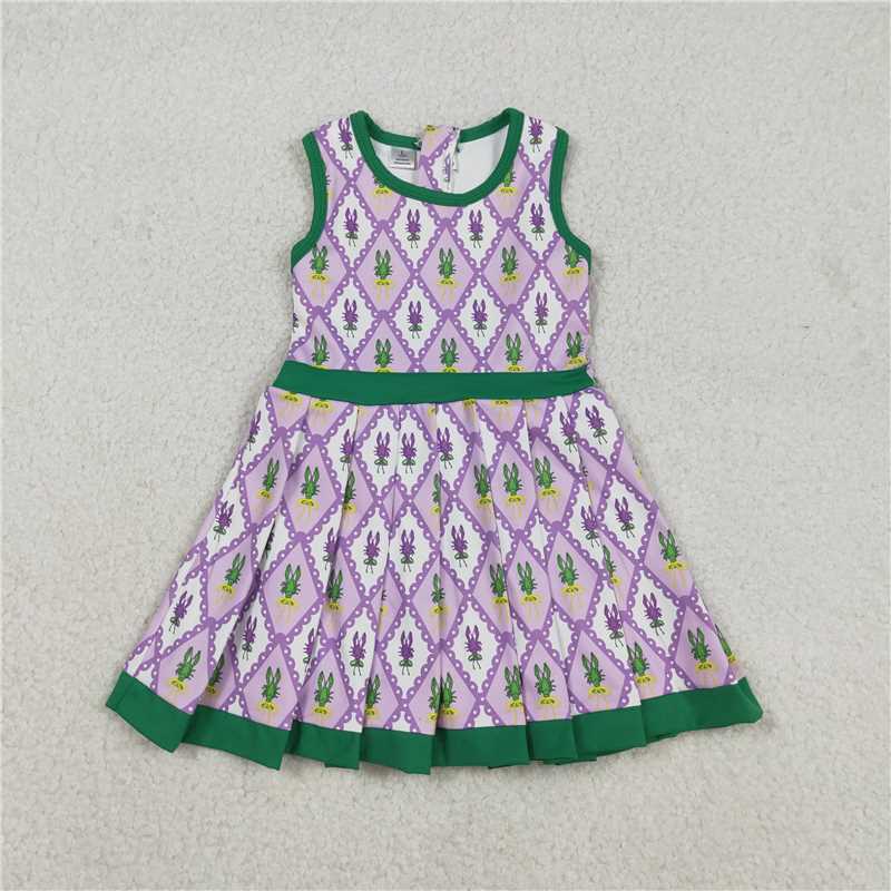 12.17 RTS NO MOQ （In stock）GSD2868 Baby Girls Mardigras Crayfishes Checked Back Zip Shorts Yoga Active Knee Length Dresses