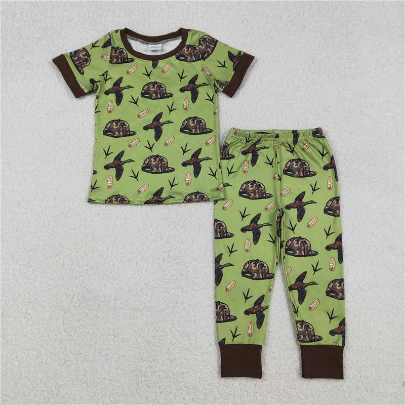 12.22 RST BSPO0636 Baby Boys Ducks Calls Camo Hats Top Pants Hunting Pajamas Sets