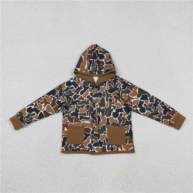 12.22 RST Sibling Baby Boys Southern Camo Pockets Button Hoodies Jackets Top