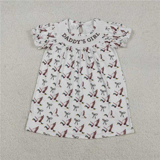 USA Warehouse (IN STOCK) GSD2933 Short sleeves daddy's girl duck bow baby girls dresses