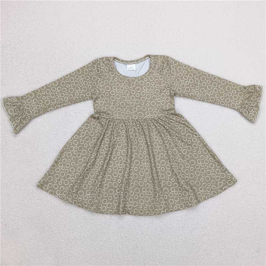 9.25 RTS NO MOQ（In stock）G6-1-3[ Baby Girls Winter Dress White circle dark green long-sleeved dress