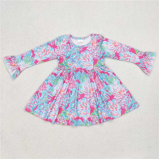 9.24 RTS NO MOQ（In stock）G6-1-3/; Baby Girls Winter Dress Colorful leaf long-sleeved dress