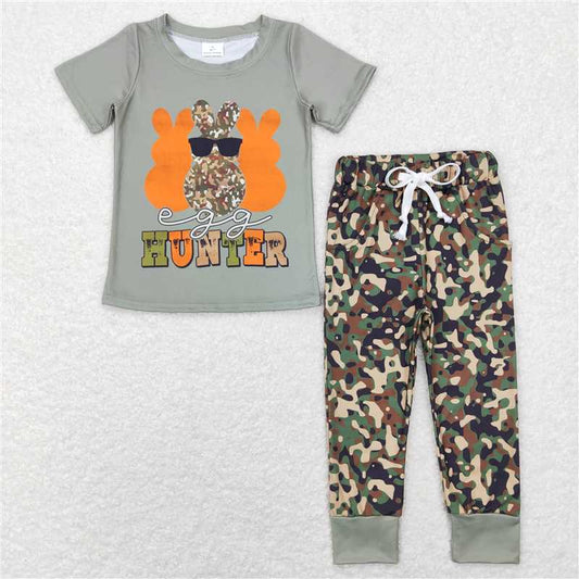 BSPO0220 RTS NO MOQ Baby Boys Spring Outfits Baby Boys Easter Rabbit Hunter Shirts Tops Camo Pants Clothes Sets